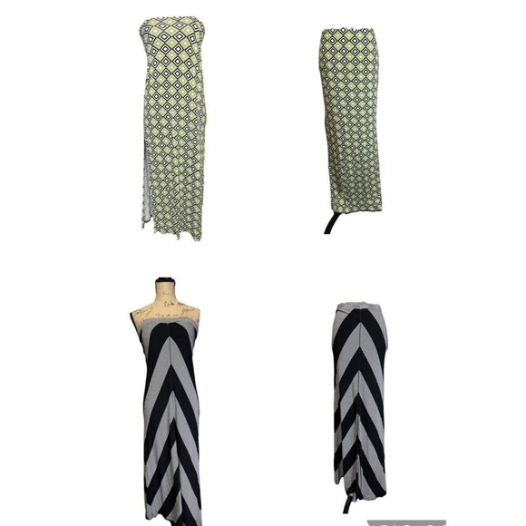 MAXI LONG SKIRT Chevron Geometric Print Lot Of 2 Stretchy Beach Coastal SMALL - Picture 1 of 12
